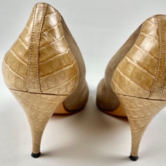 Cleo Bottier Italian suede and alligator 3” heels WORN ONCE! - Picture 2 of 5